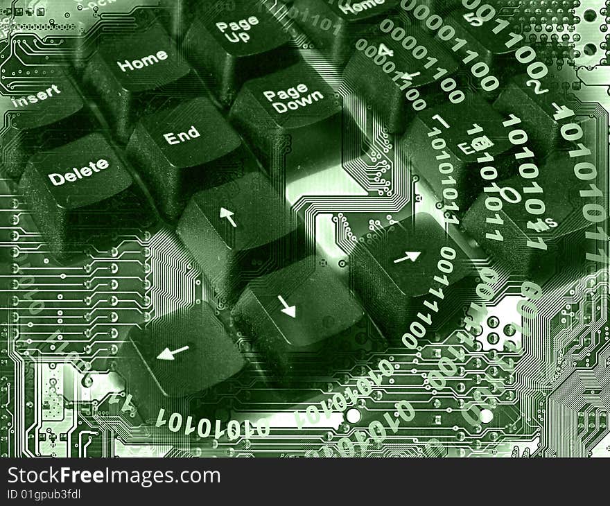 Abstract electronic background - keys on the board with digits (in greens). Abstract electronic background - keys on the board with digits (in greens).