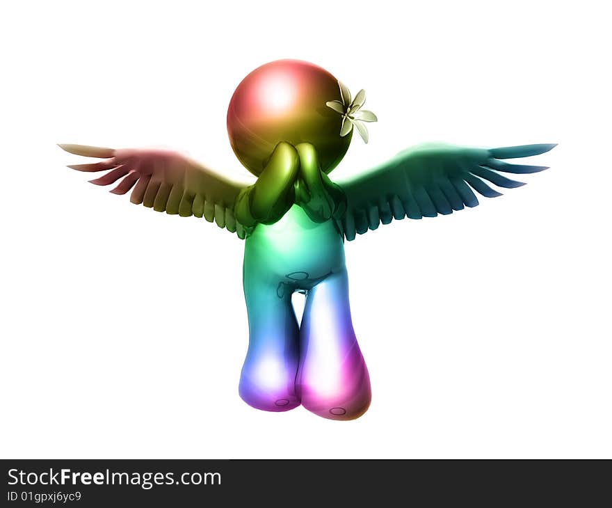 Shiny colorful angel of love figure praying. Shiny colorful angel of love figure praying