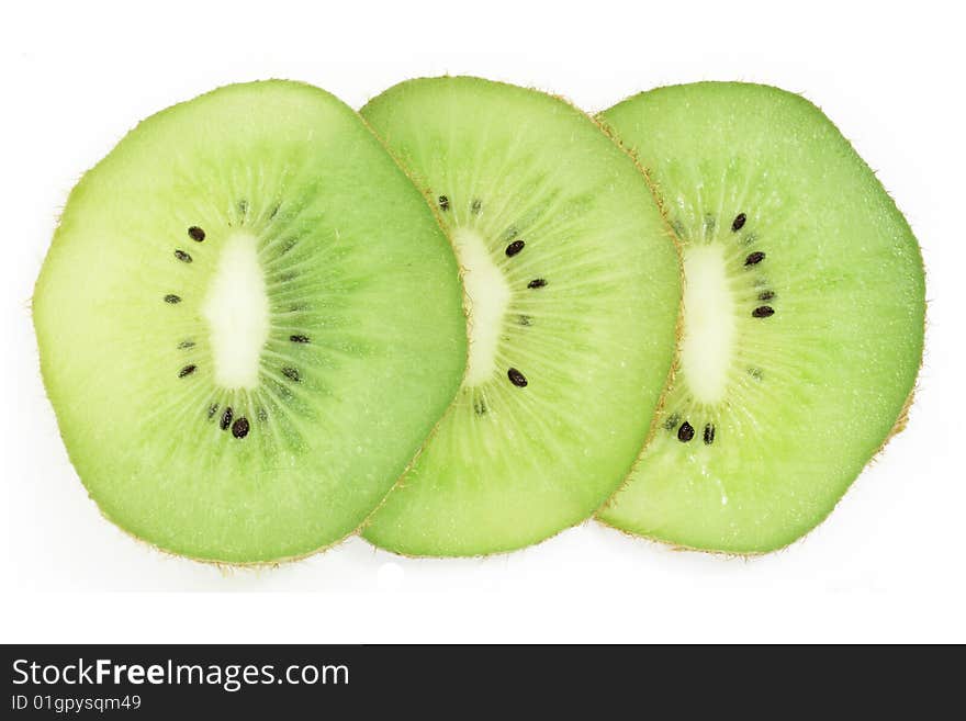 Closeup of Kiwifruit isolated in white.