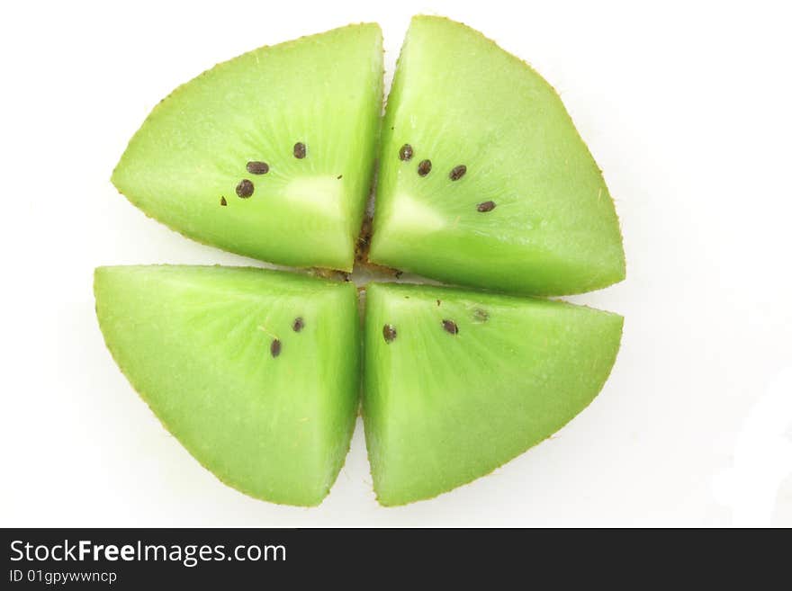 Closeup of Kiwifruit isolated in white.