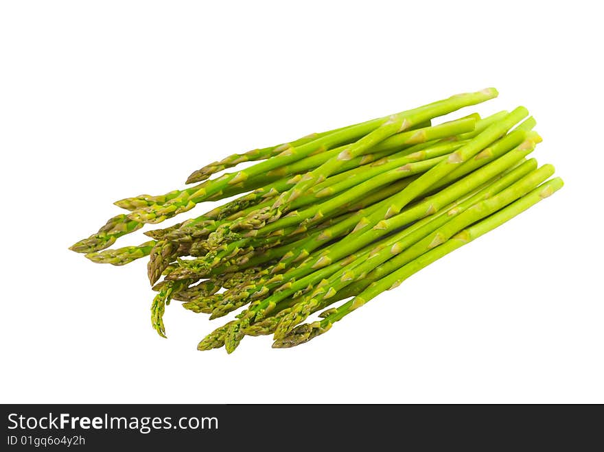 A fresh bunch of Asparagus isolated on a white background with copy space. A fresh bunch of Asparagus isolated on a white background with copy space