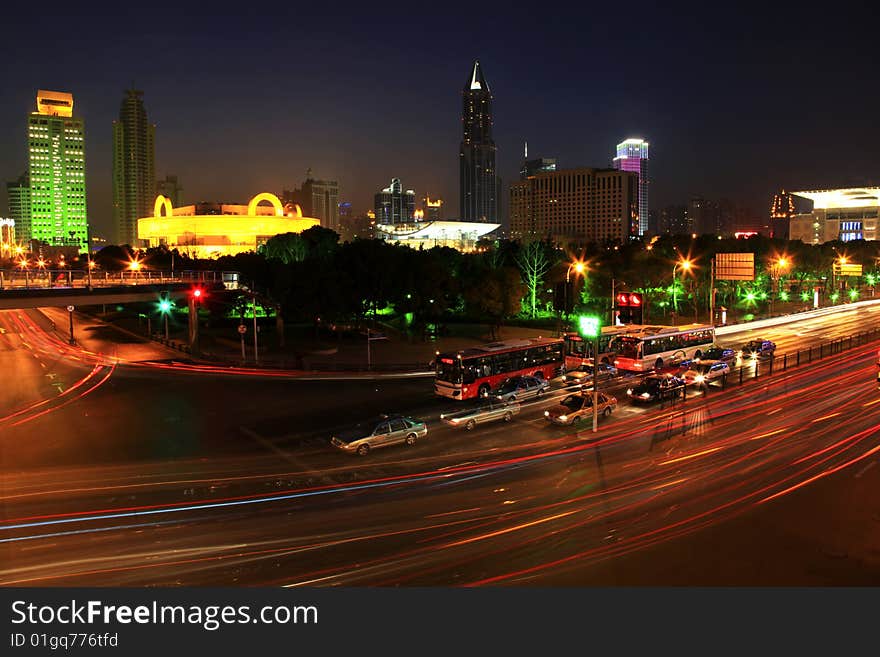 The night view of shanghai china. The night view of shanghai china.