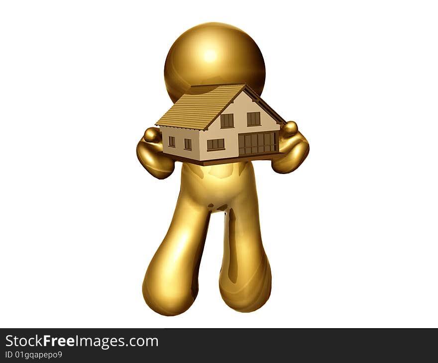 angel icon figure holding free house property.  angel icon figure holding free house property