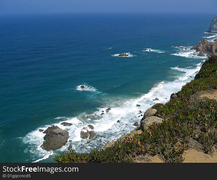 Atlantic ocean coast near Cabo da Roca, western Portugal