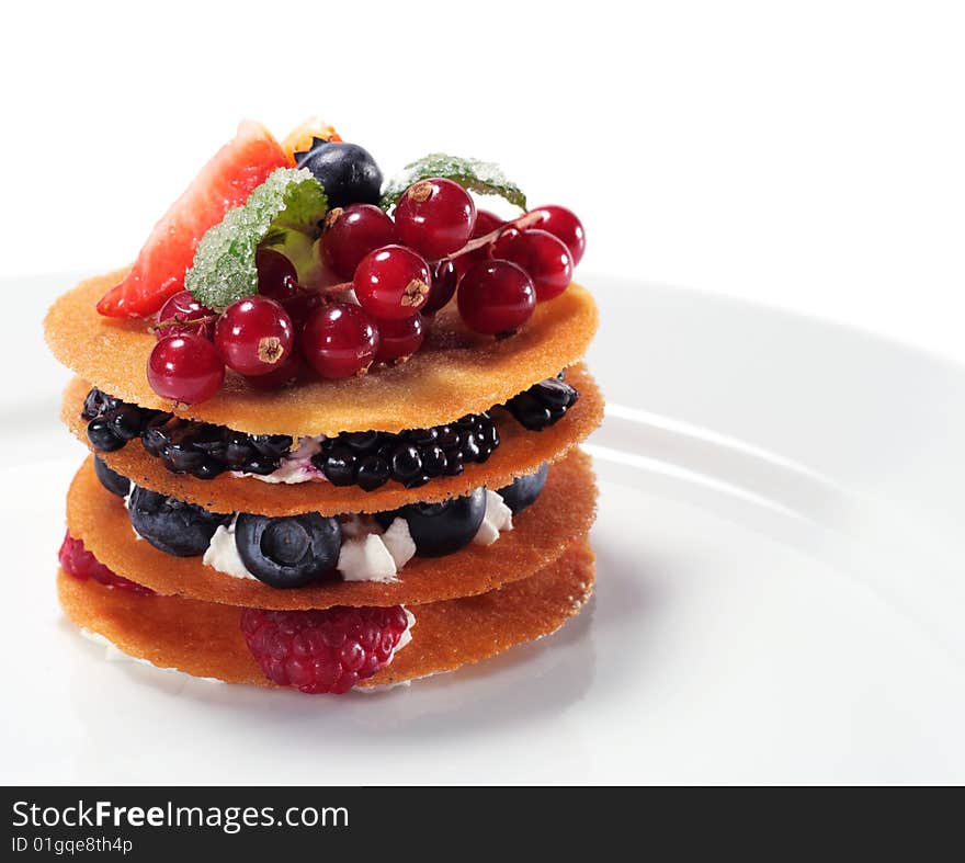 Berries Dessert Isolated on White Background