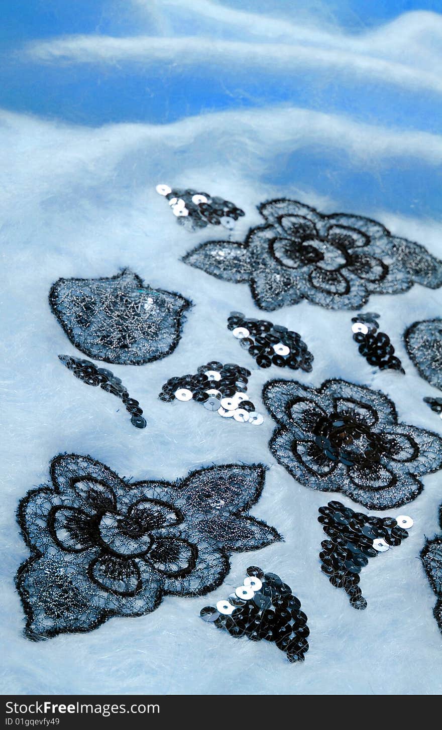 Silk blue  lace ornament color texture. Silk blue  lace ornament color texture