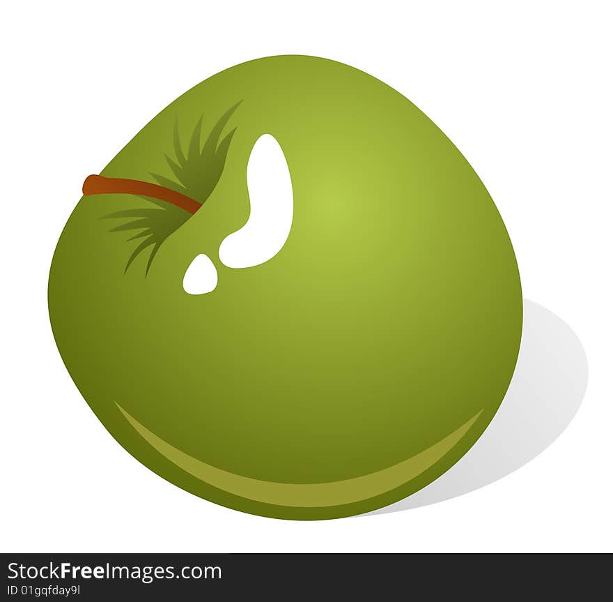 Stylized green apple isolated on a white background.