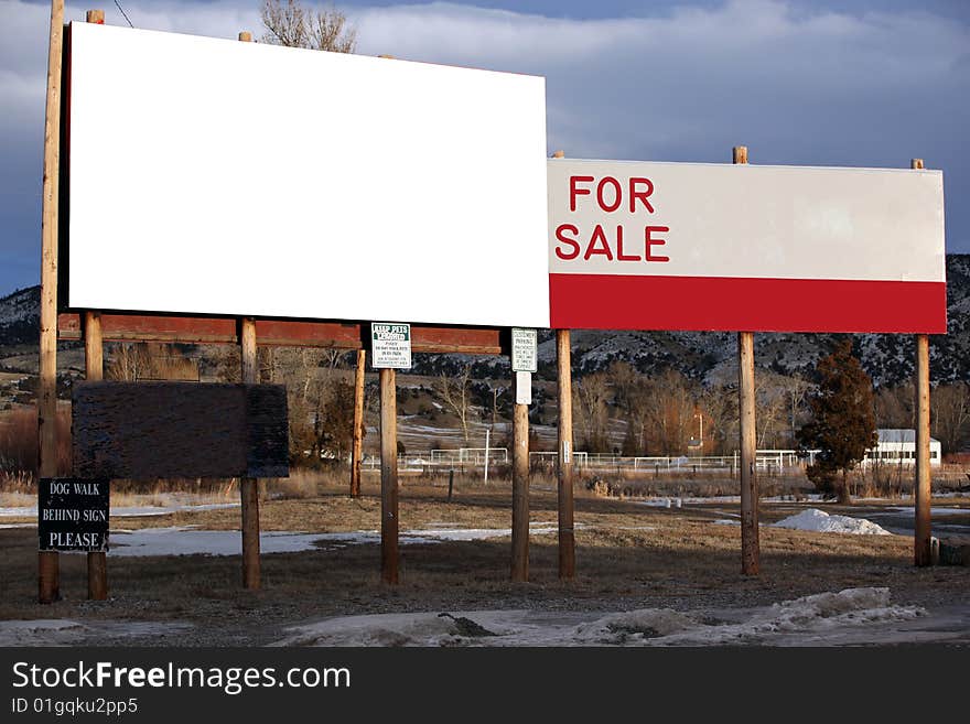 Empty ad board and ad for sale. Empty ad board and ad for sale