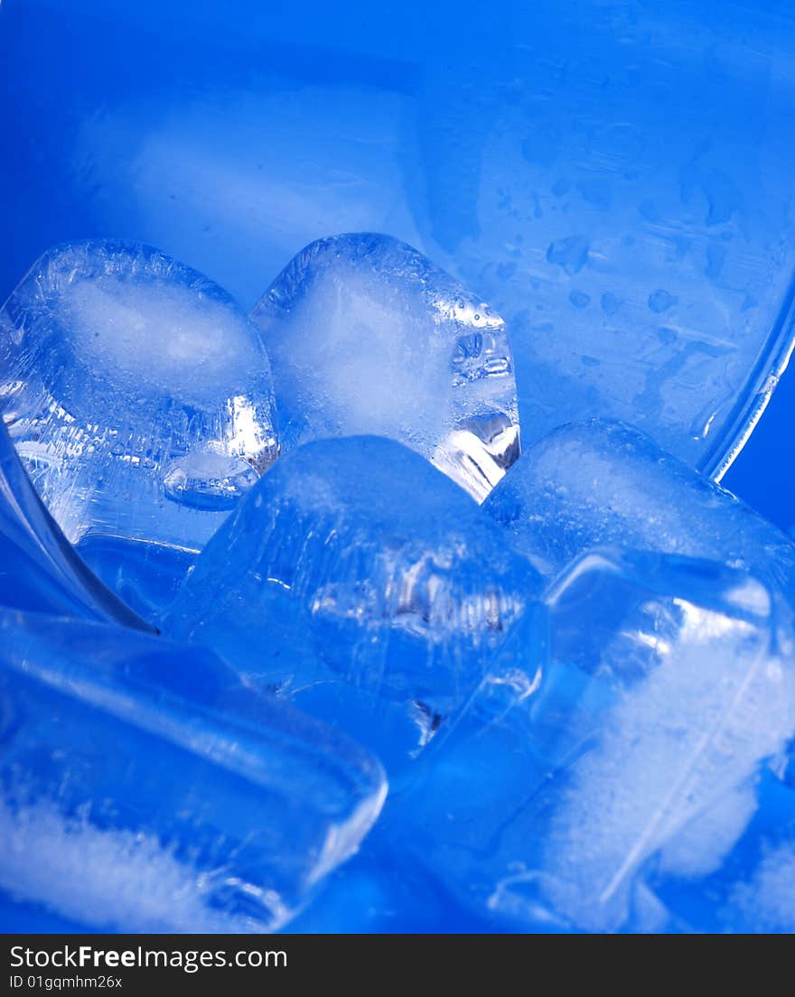 Clear ice cubes covered full frame