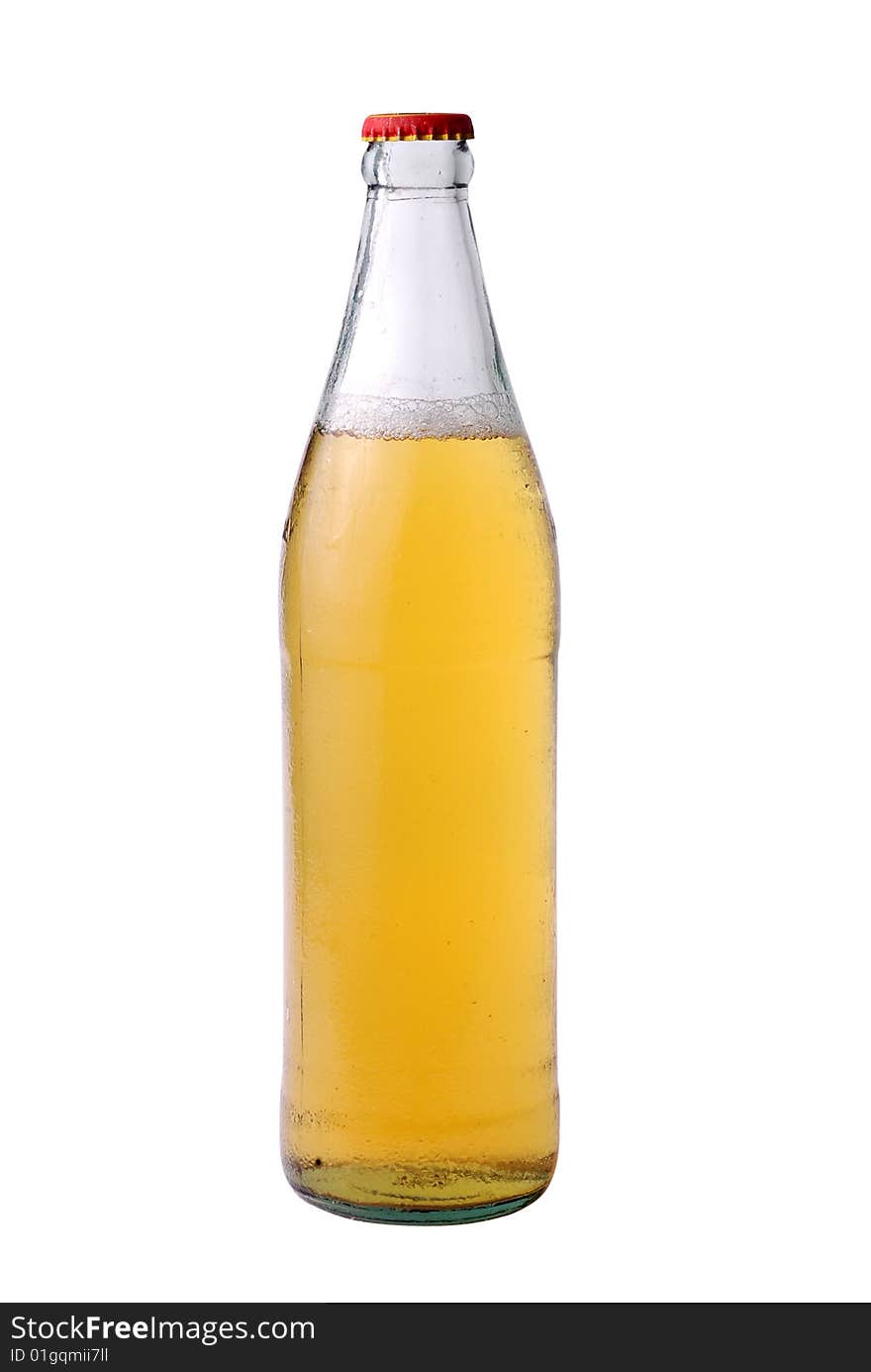 Cold beer bottle isolated on white background with clipping path