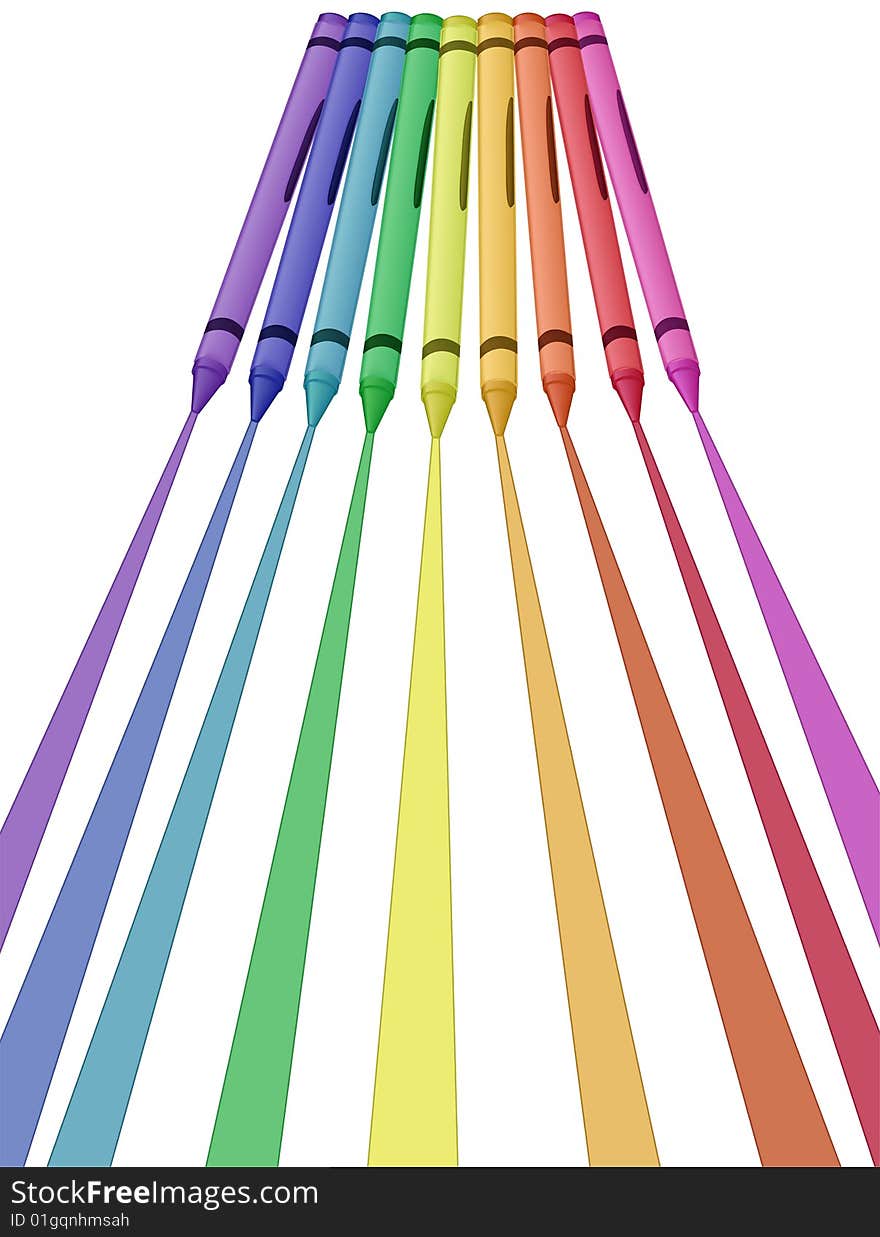 A rainbow of colors drawing lines - vector illustration. A rainbow of colors drawing lines - vector illustration