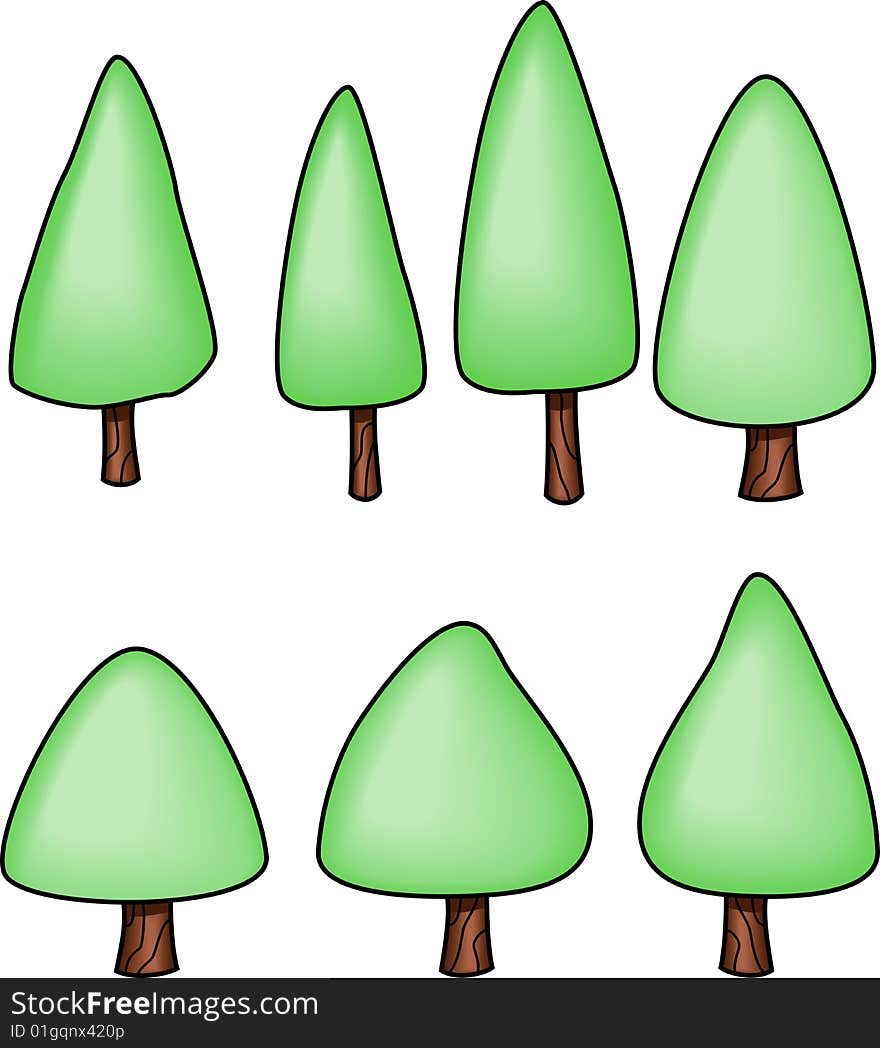 Cute Trees - Vector Illustrations