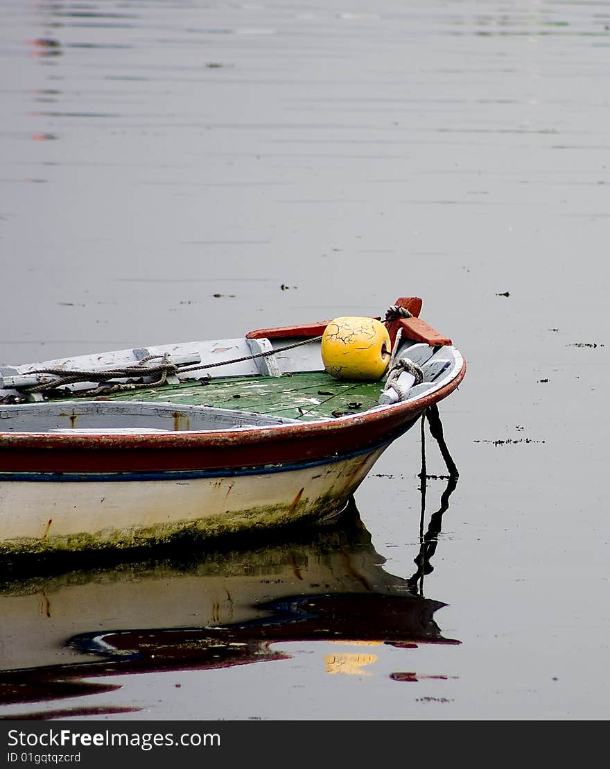 Fishing boat at anchor, seascape