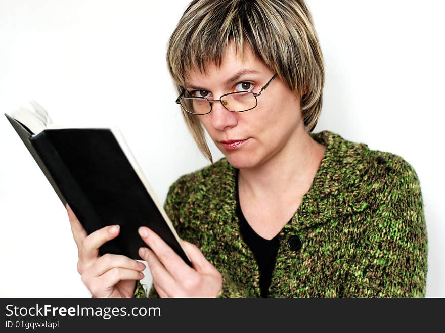 Reading Woman In Glasses