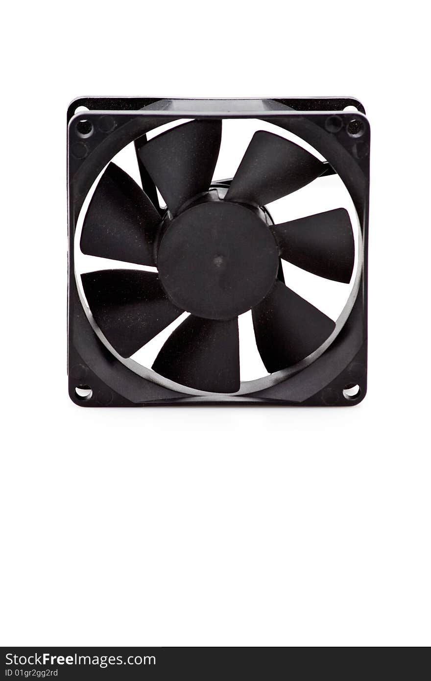 A computer case fan isolated on white