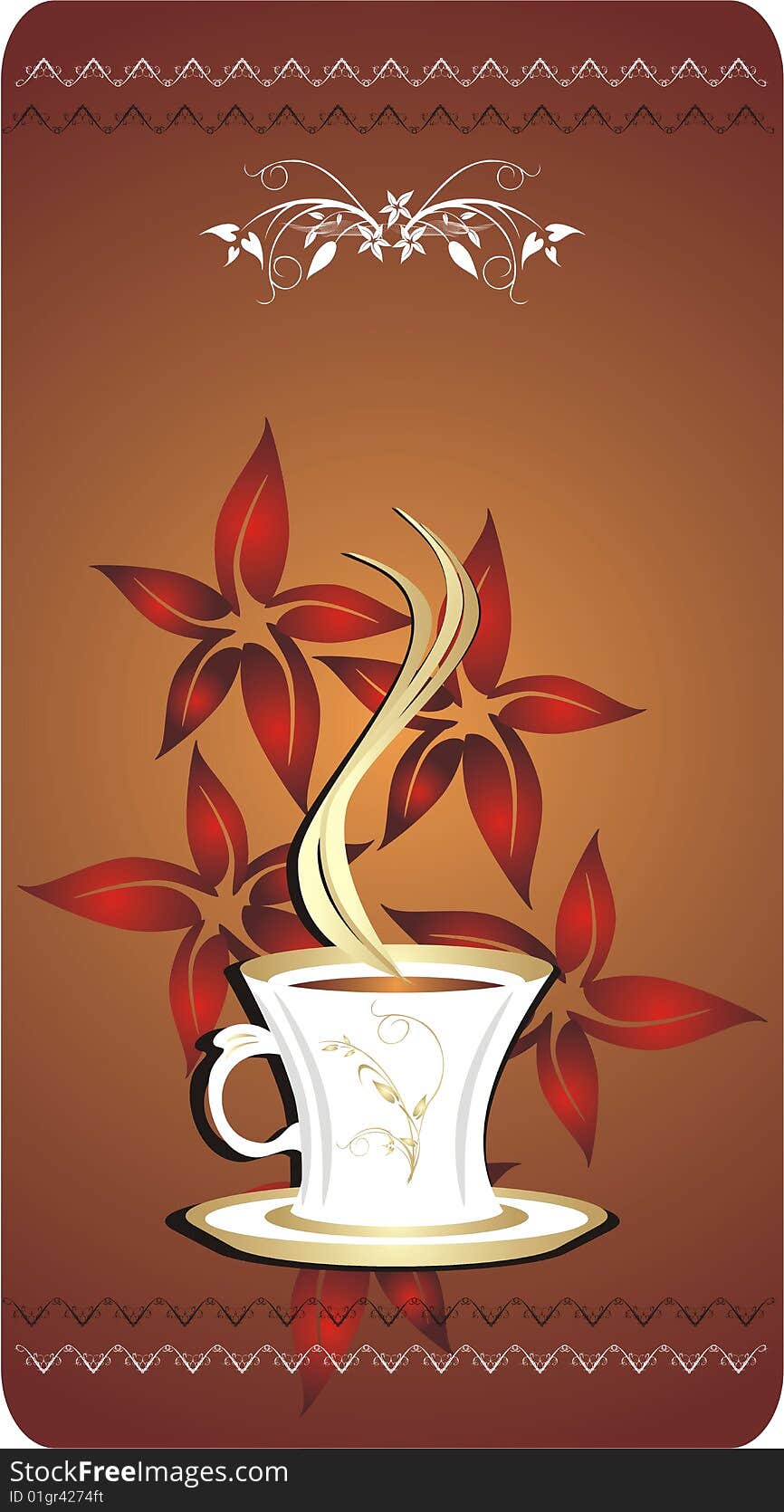 Cup with coffee. Blank for card. Vector illustration