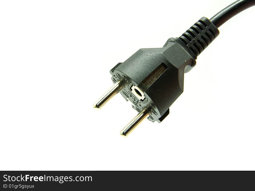 Black power plug isolated on a white. Black power plug isolated on a white