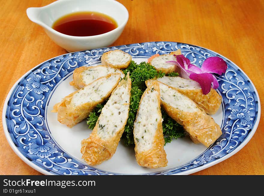 Fried snacks on a black table. Fried snacks on a black table