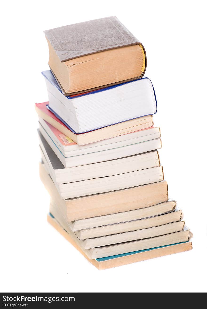 Tower of books on white background. Tower of books on white background