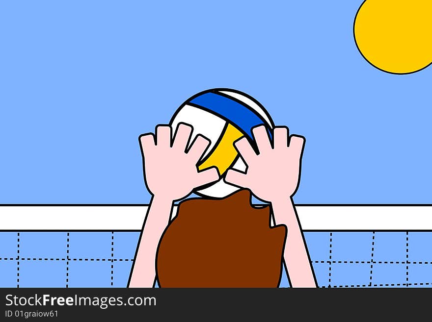 An illustration of beach volley