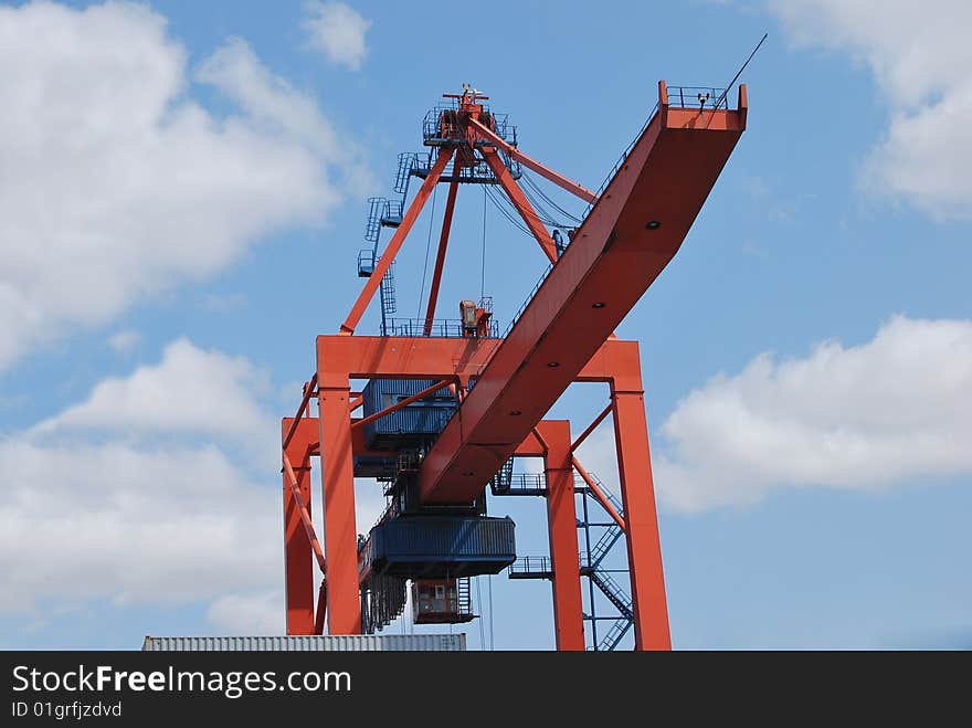 Details of a huge container terminal crane. Details of a huge container terminal crane