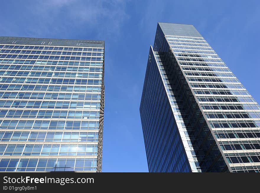 Very high office building in the blue sky