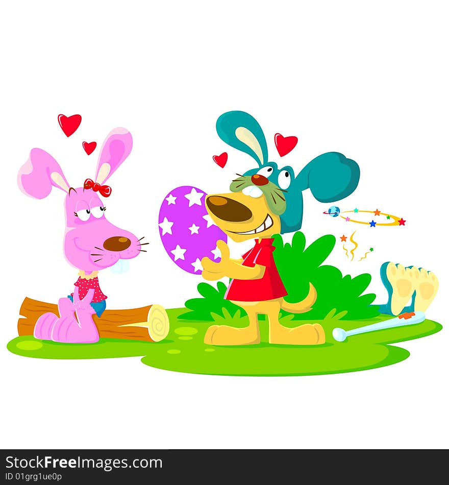 Character cartoon design for easter festival. Character cartoon design for easter festival