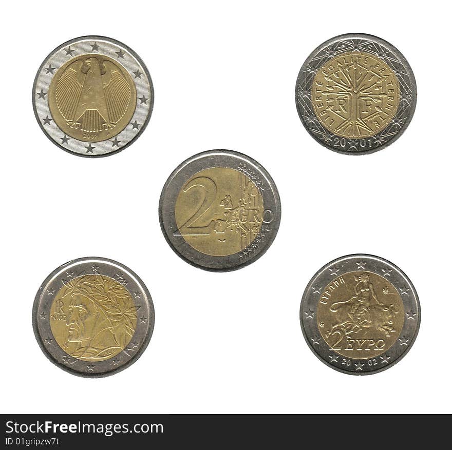 X, 2 euro of different nations