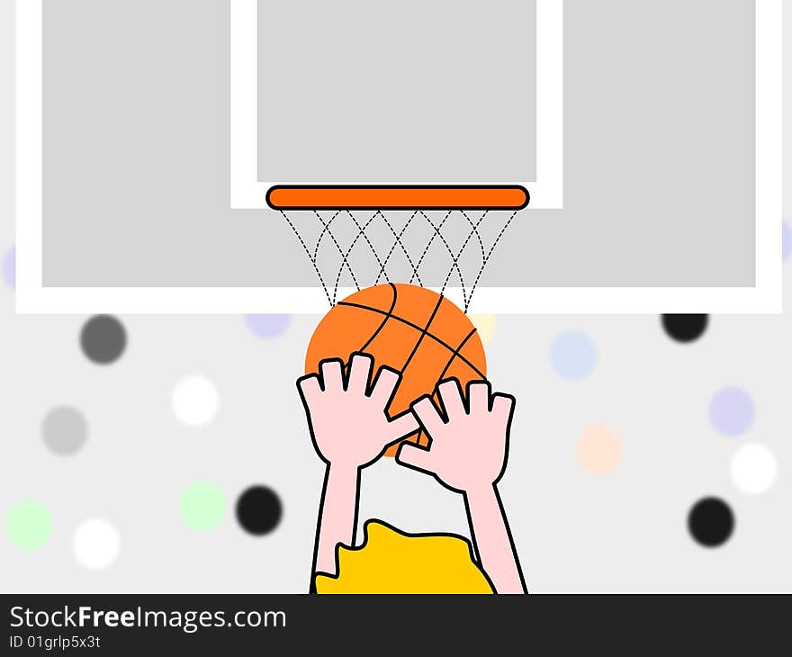 An illustration of a basketball match