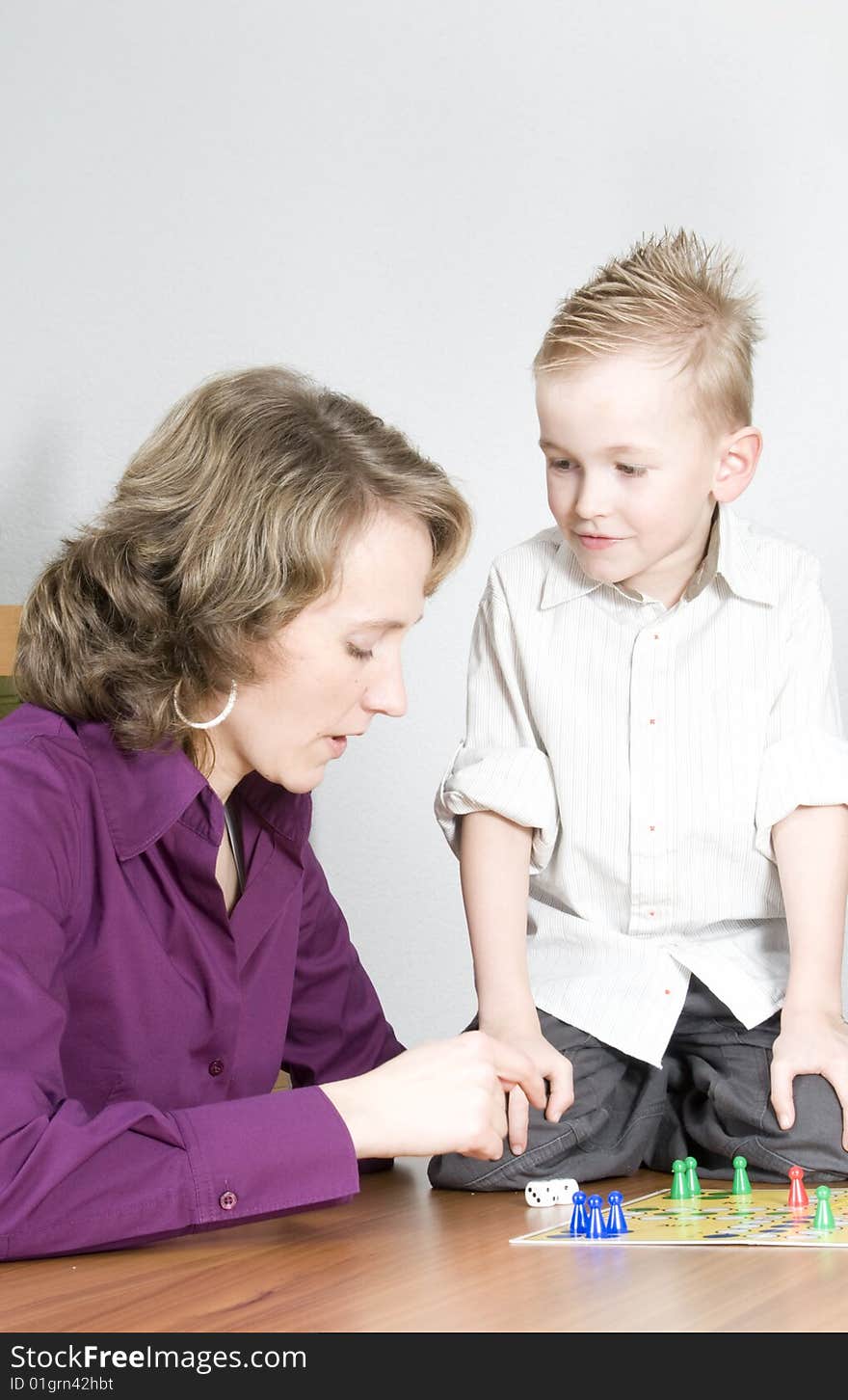 Mother and son played in the board game