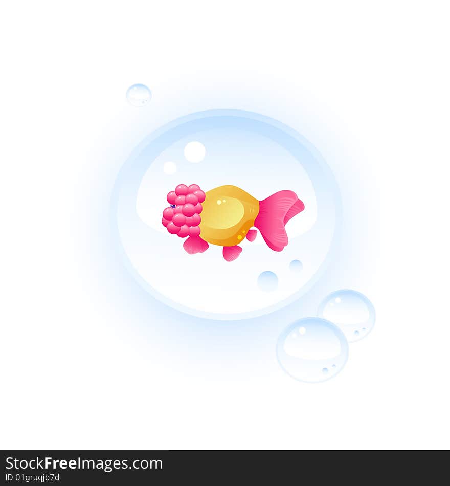 Fish, bubbles, isolated on white, vector, eps 8 format