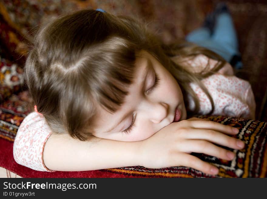 Stock photo: an image of a sleeping girl closeup