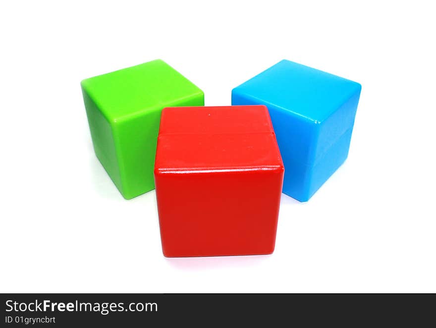 Colored cubes isolated on the white background