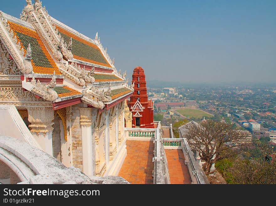 Old pagoda and church on the mountain, Petchaburi, Thailand. Old pagoda and church on the mountain, Petchaburi, Thailand.