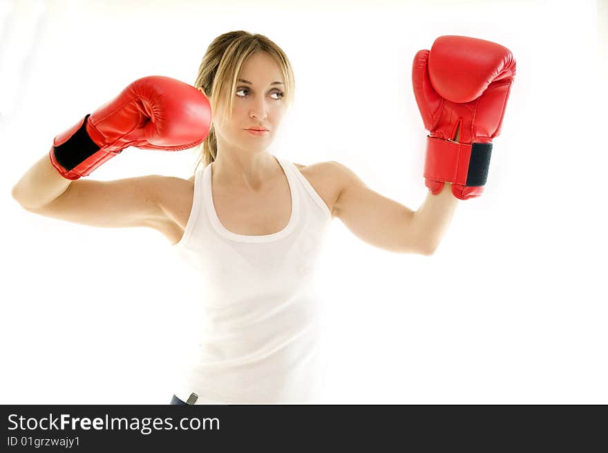 Kickboxer woman training