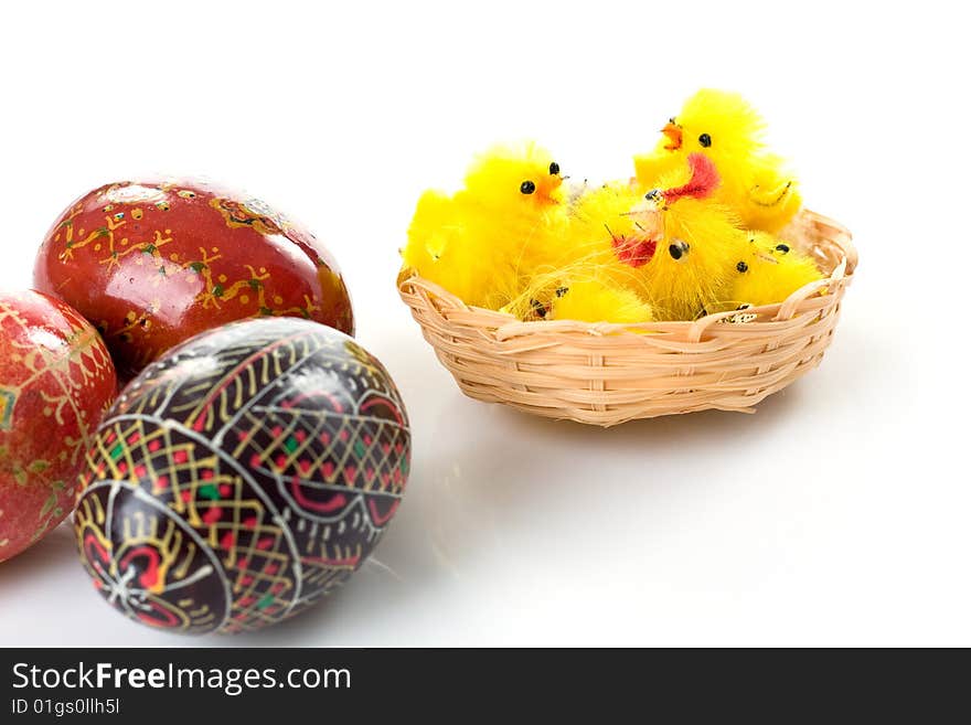 Easter eggs on white background