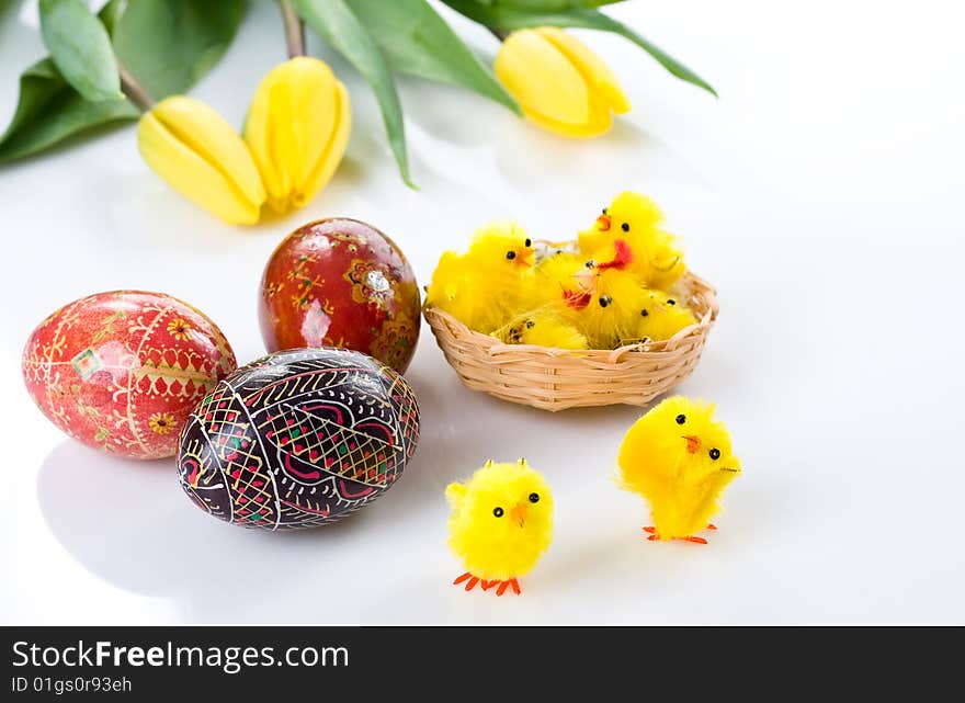 Easter eggs on white background