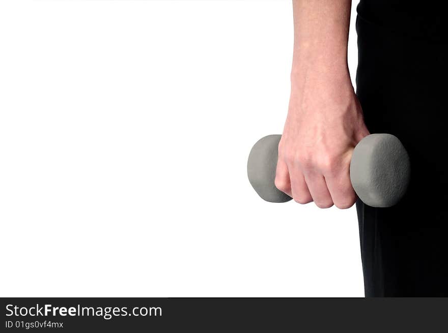 Hand of a young female excersing with weights