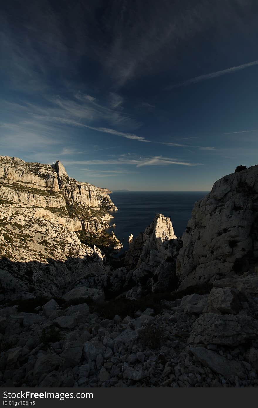 Splendid cliffs (Calanques) in southern France.