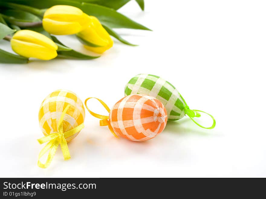 Easter eggs on white background