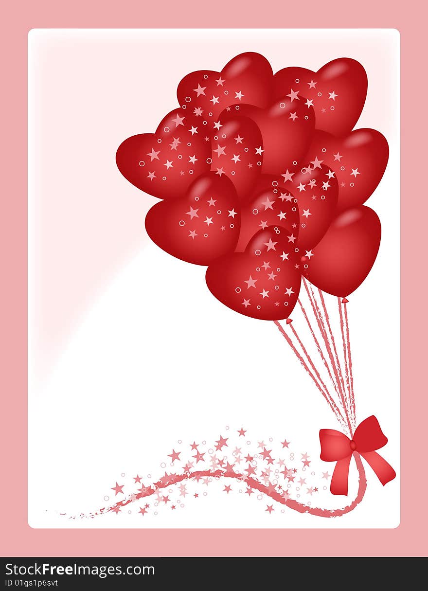 Card with heart balloons