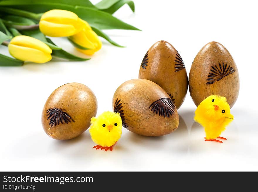 Easter eggs on white background