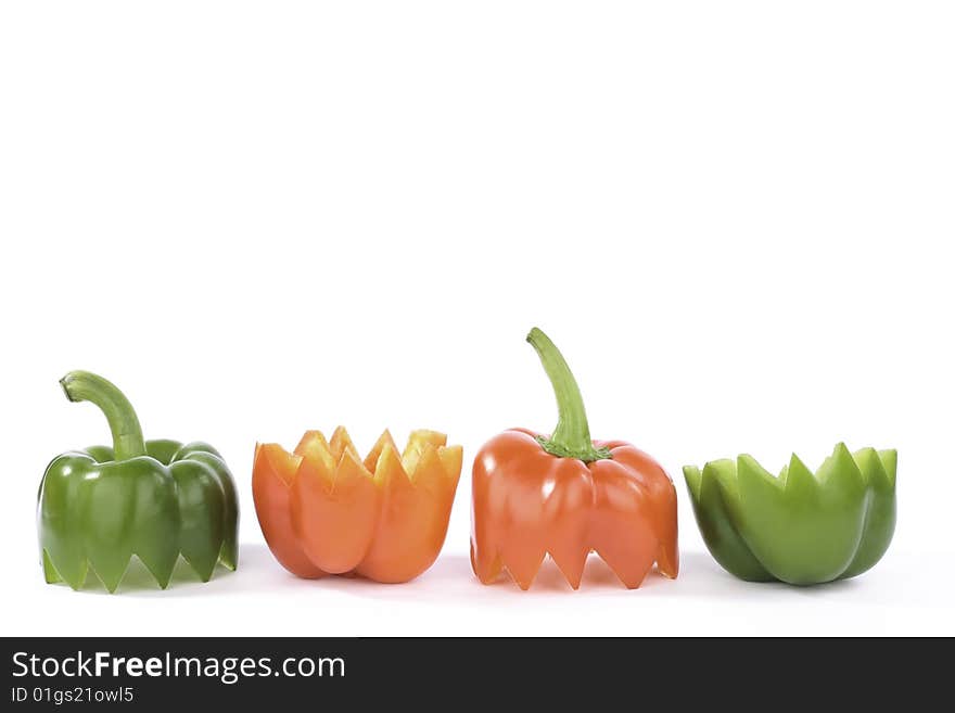 Sweet peppers isolated on white background