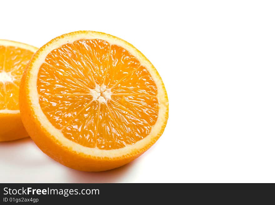 Fresh orange on white background