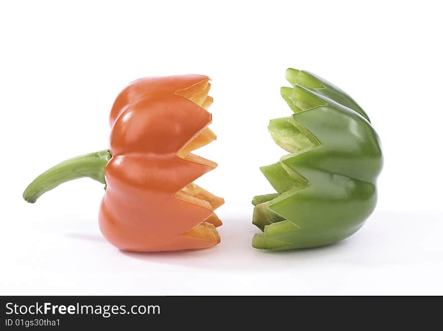 Sweet peppers isolated on white background