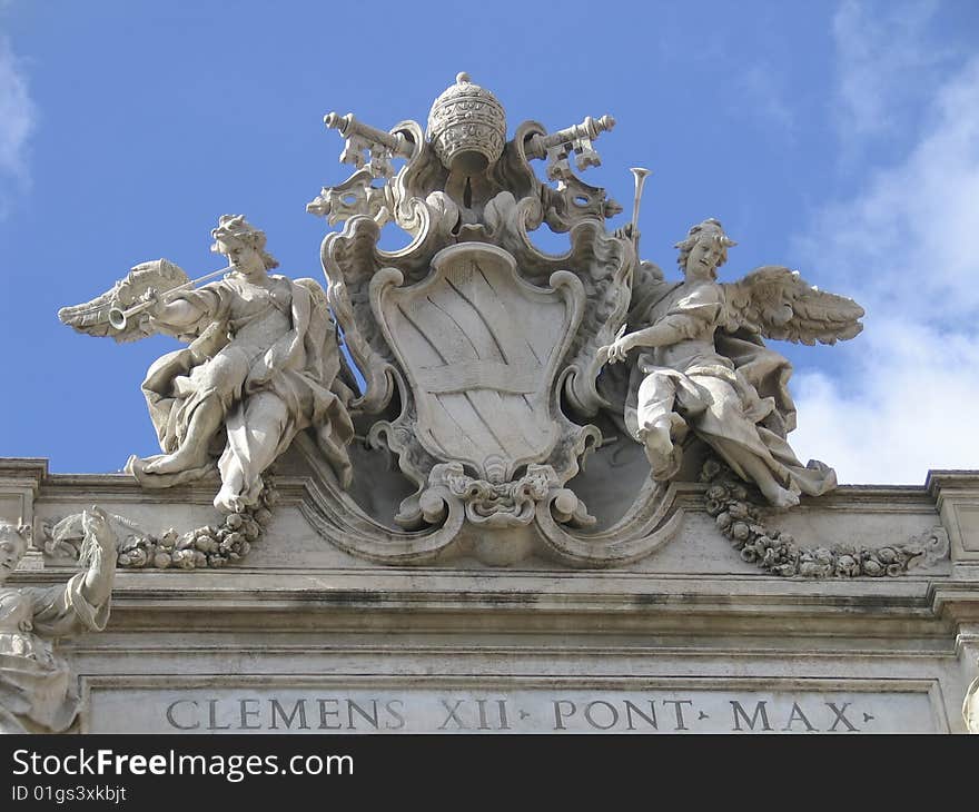 Pope Symbol on the Fountains of Trevi