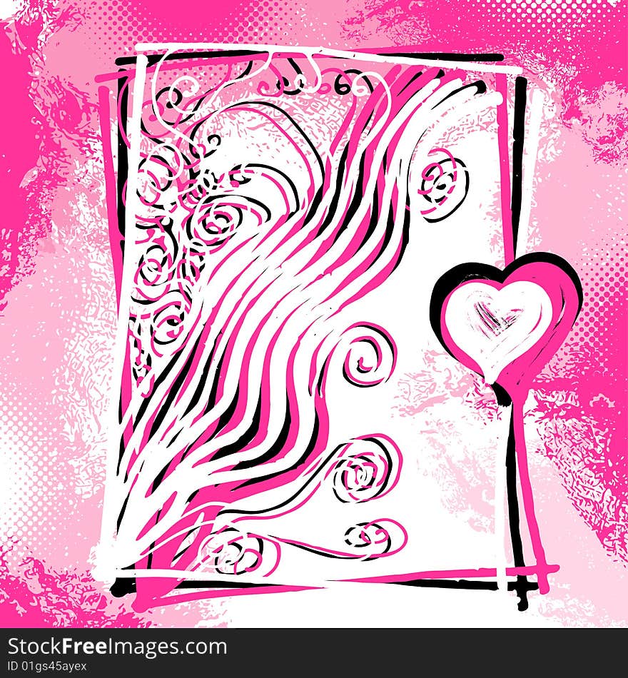 Valentine's day card, vector without gradient, place for text. Valentine's day card, vector without gradient, place for text