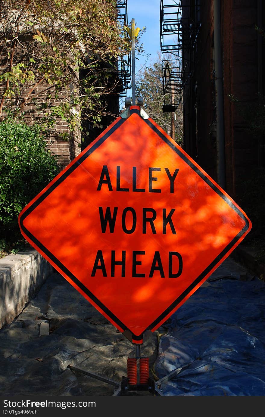 Alley Work Ahead Construction Sign