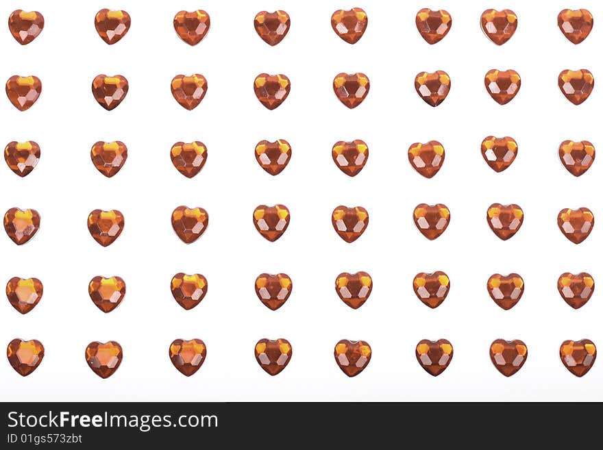 Hearts background  made up of glass hearts. Hearts background  made up of glass hearts