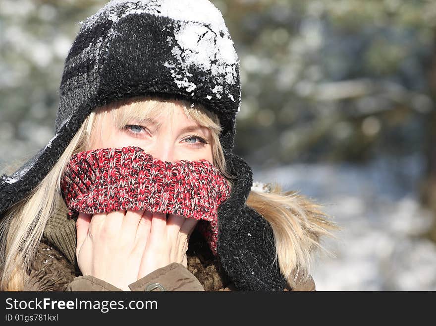 The winter pretty lady outdoor. The winter pretty lady outdoor